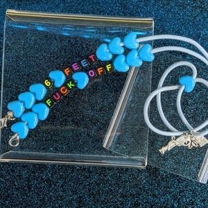 "SIX FEET FUCK OFF" Mask Leash in Belligerent BLUE